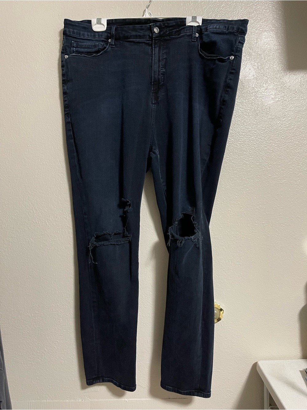 Good American Good Legs Size 24 Dark Wash Distressed Denim